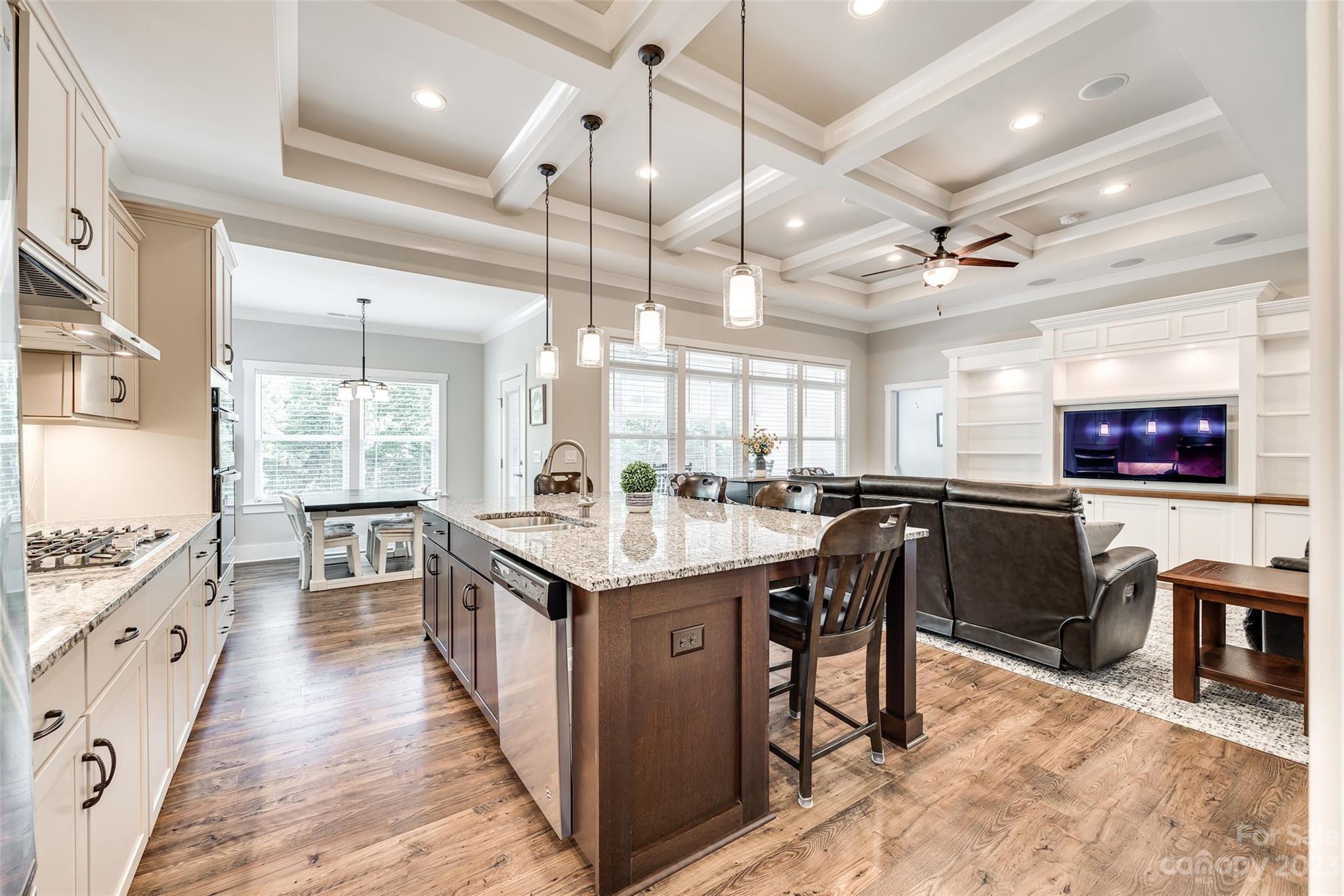 a kitchen with lots of counter top space