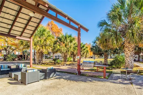 a view of outdoor space with seating area