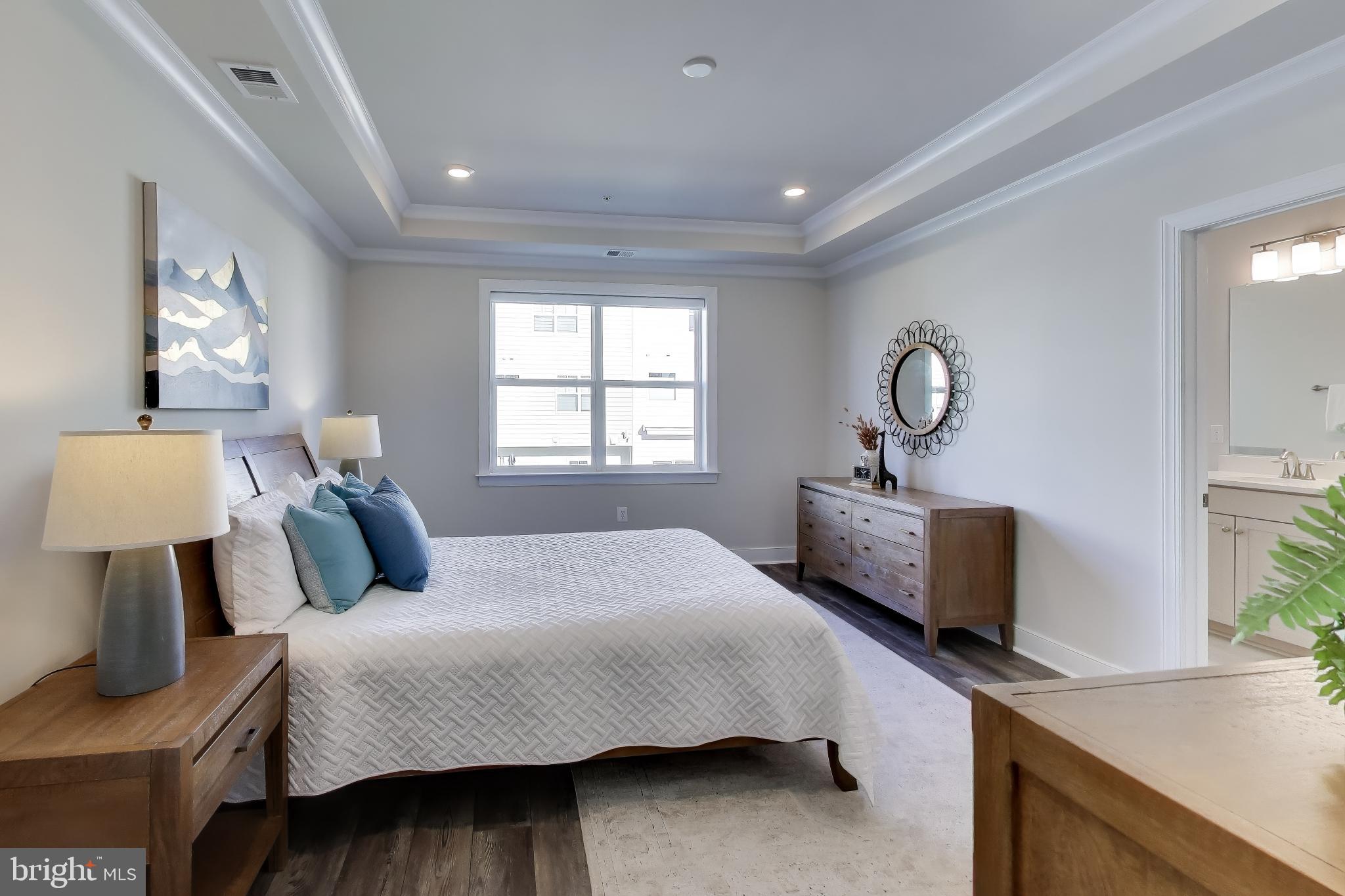 111 Armstrong Place Gaithersburg, MD 20878 - Photo 14 of 50 a bedroom with a bed a mirror and windows