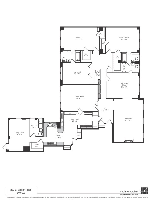 232 East Walton Place, Unit 3E Chicago, IL 60611 - Photo 36 of 36 a picture of a floor plan