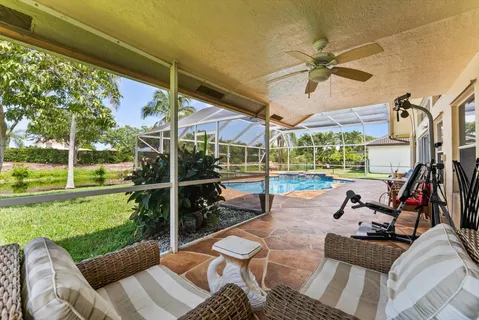 a view of a garden with a slide