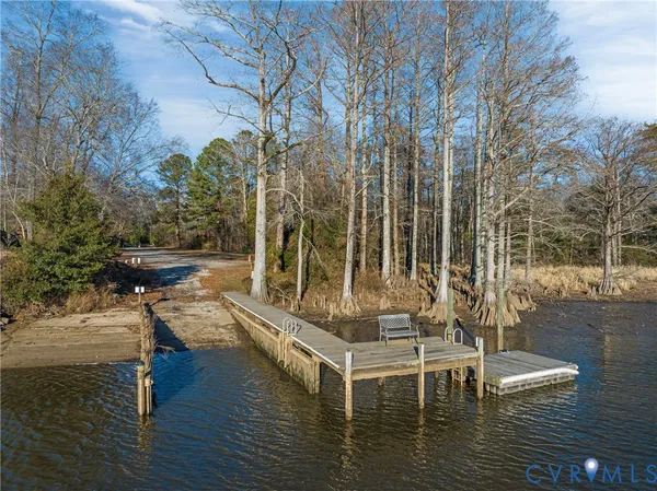 a view of a lake from a yard