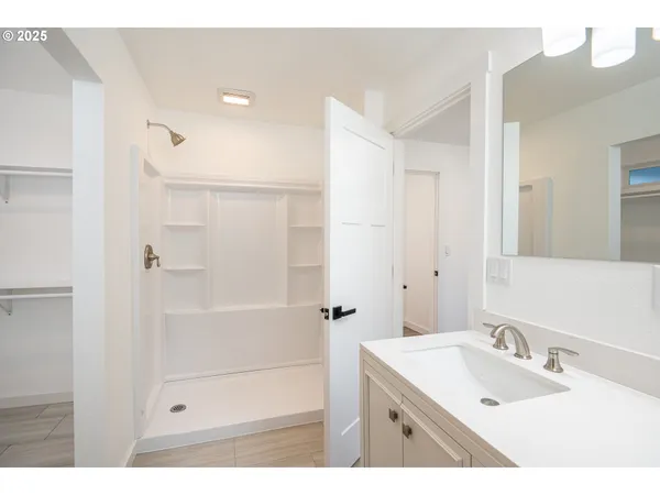 a view of small space with racks on the wall