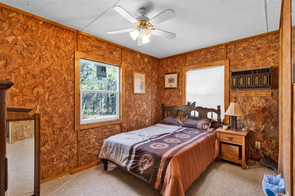 4185 Rock Creek Road Whitesboro, TX 76273 - Photo 17 of 18 Bedroom featuring light colored carpet and ceiling fan