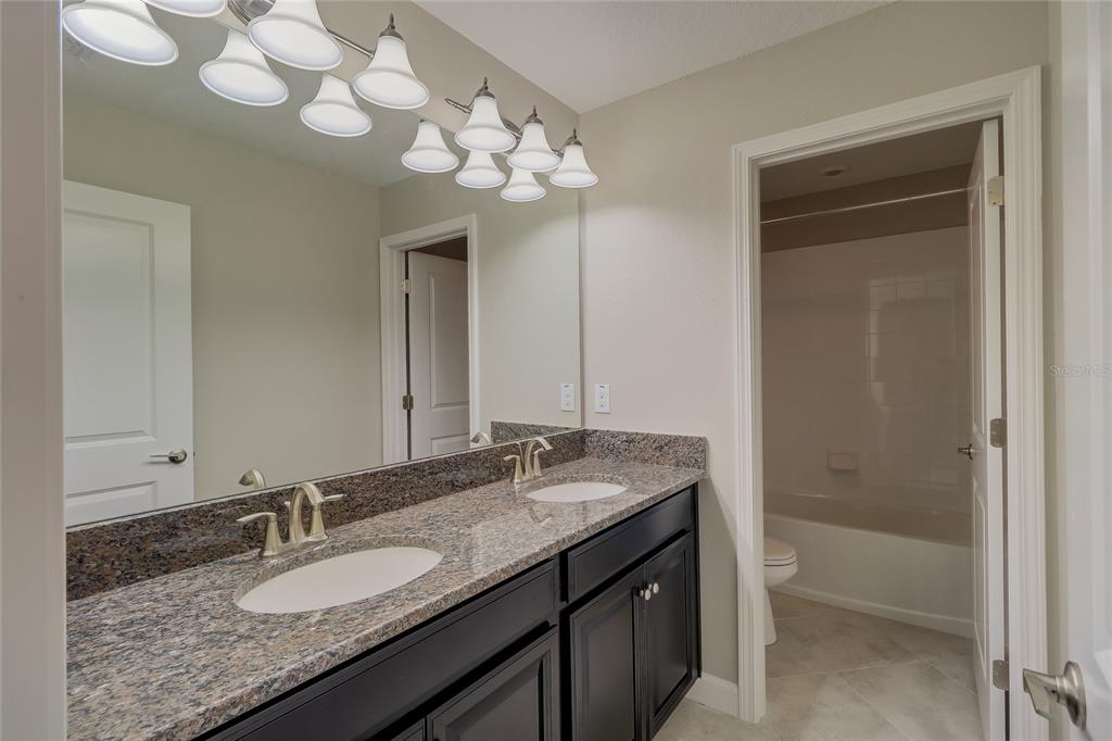 1172 Montgomery Bell Road Wesley Chapel, FL 33543 - Photo 28 of 47 a bathroom with a granite countertop sink and a mirror