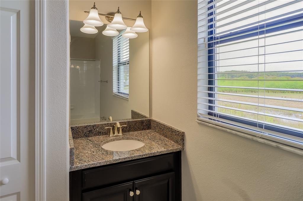 1172 Montgomery Bell Road Wesley Chapel, FL 33543 - Photo 30 of 47 a bathroom with a granite countertop sink and a mirror