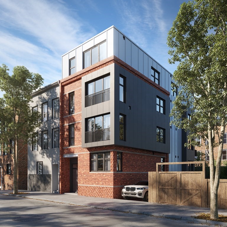 a front view of a building with street view
