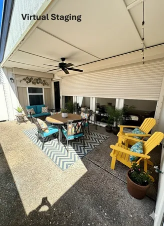 a outdoor living space with furniture