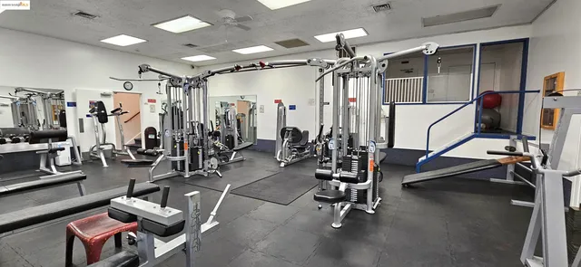 a view of a room with gym equipment