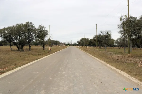 a view of a road with a yard