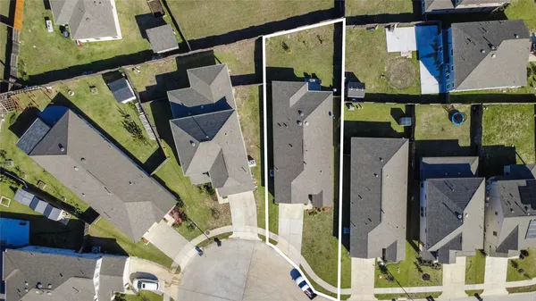 an aerial view of a house