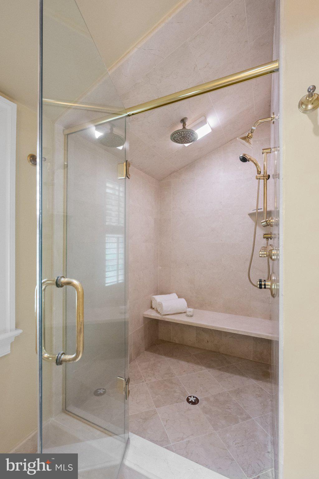 15 Paper Mill Road Newtown Square, PA 19073 - Photo 61 of 78 Elegant glass shower with gold accents.