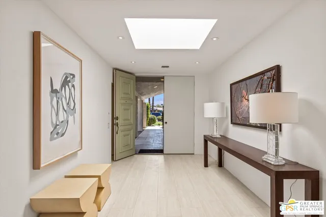 a view of a furniture in a room