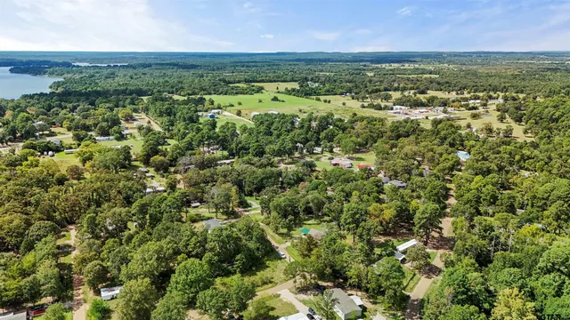a view of a lake with a building in the background