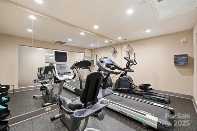 a view of a room with gym equipment