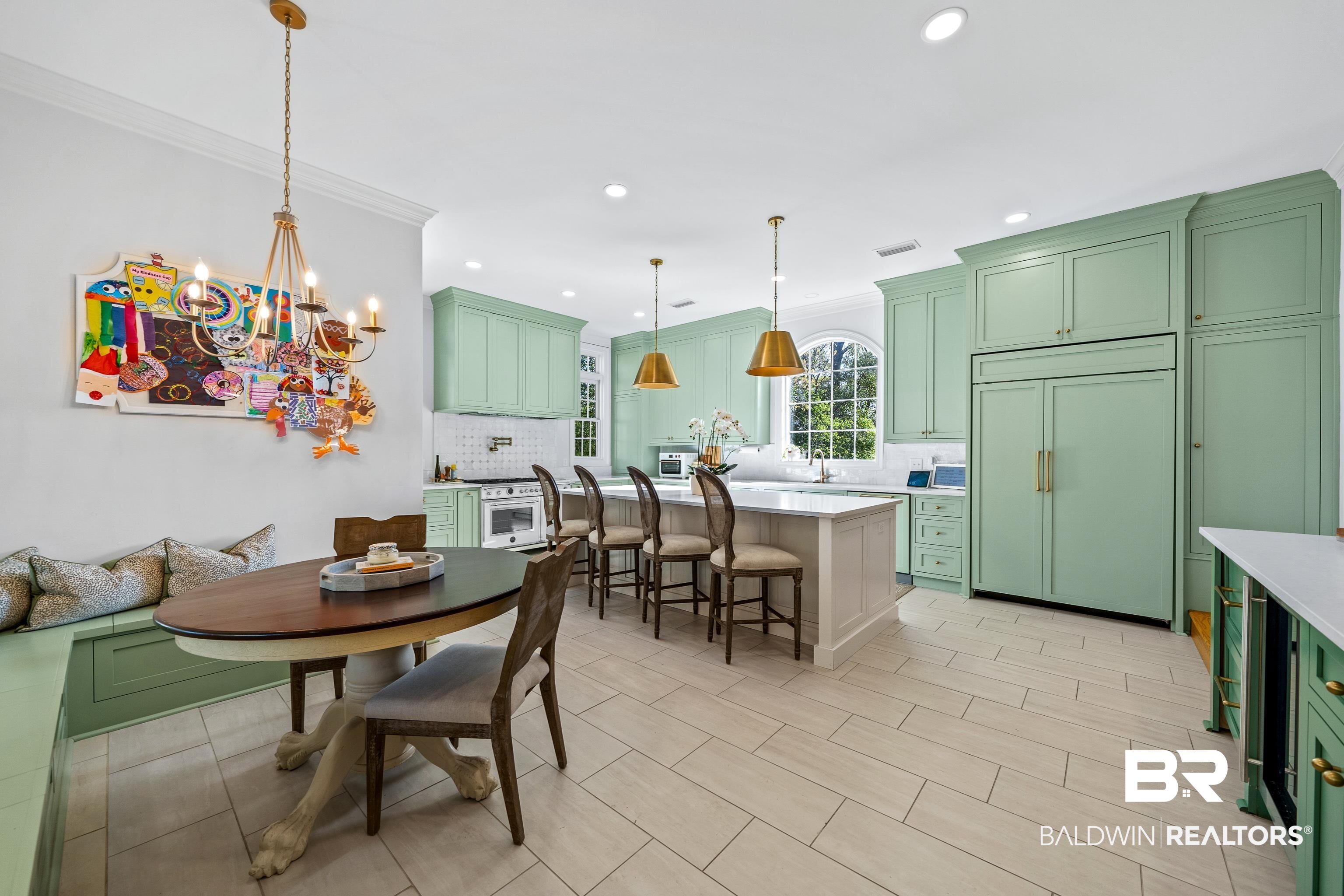 141 Myrtlewood Lane Mobile, AL 36608 - Photo 6 of 44 Dining space with visible vents, crown molding, recessed lighting, and a notable chandelier