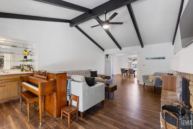 a view of a swimming pool and a chair