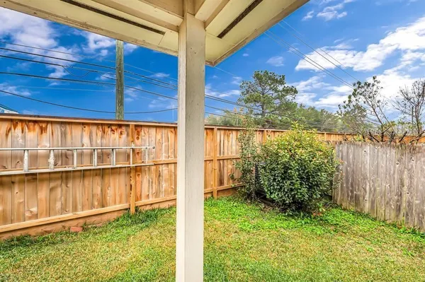 a view of a backyard with plants and a backyard