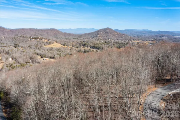 a view of a town with mountains in the background