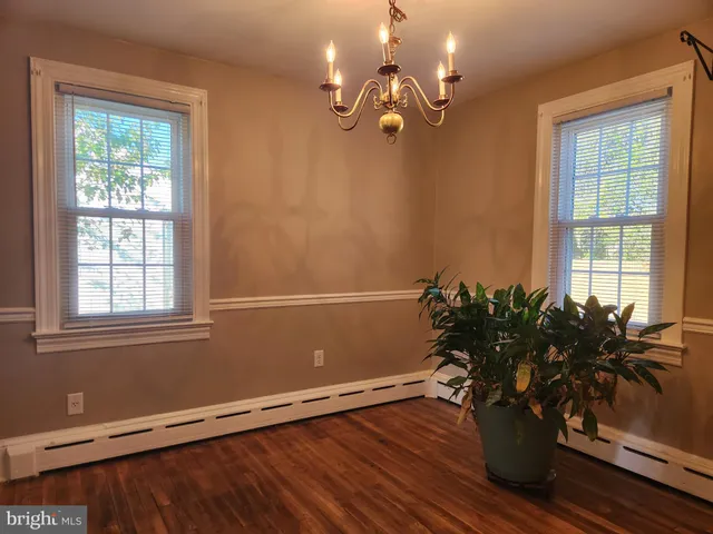 a view of a room with wooden floor and potted plant