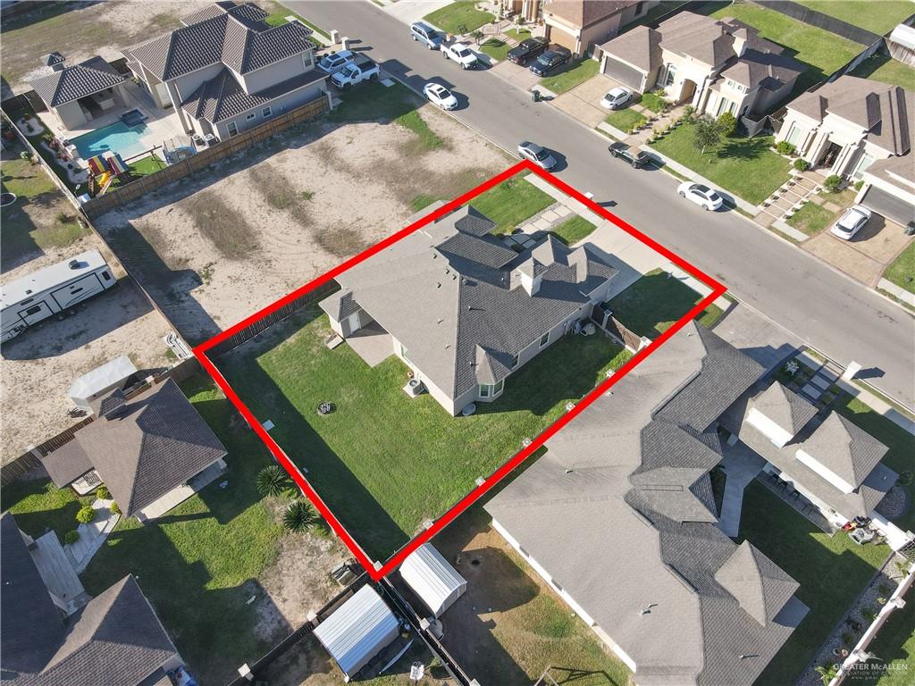 1315 Thompson Road Mission, TX 78573 - Photo 33 of 38 Aerial view of residential area with property parcel outlined