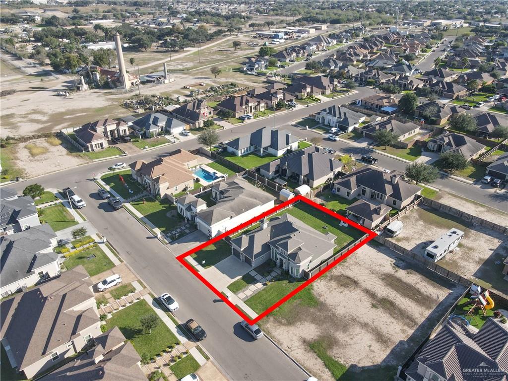 1315 Thompson Road Mission, TX 78573 - Photo 36 of 38 Aerial view of residential area with property boundaries highlighted