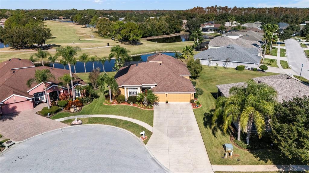 25745 Unbridled Court Wesley Chapel, FL 33544 - Photo 55 of 64 an aerial view of residential houses with outdoor space and lake view