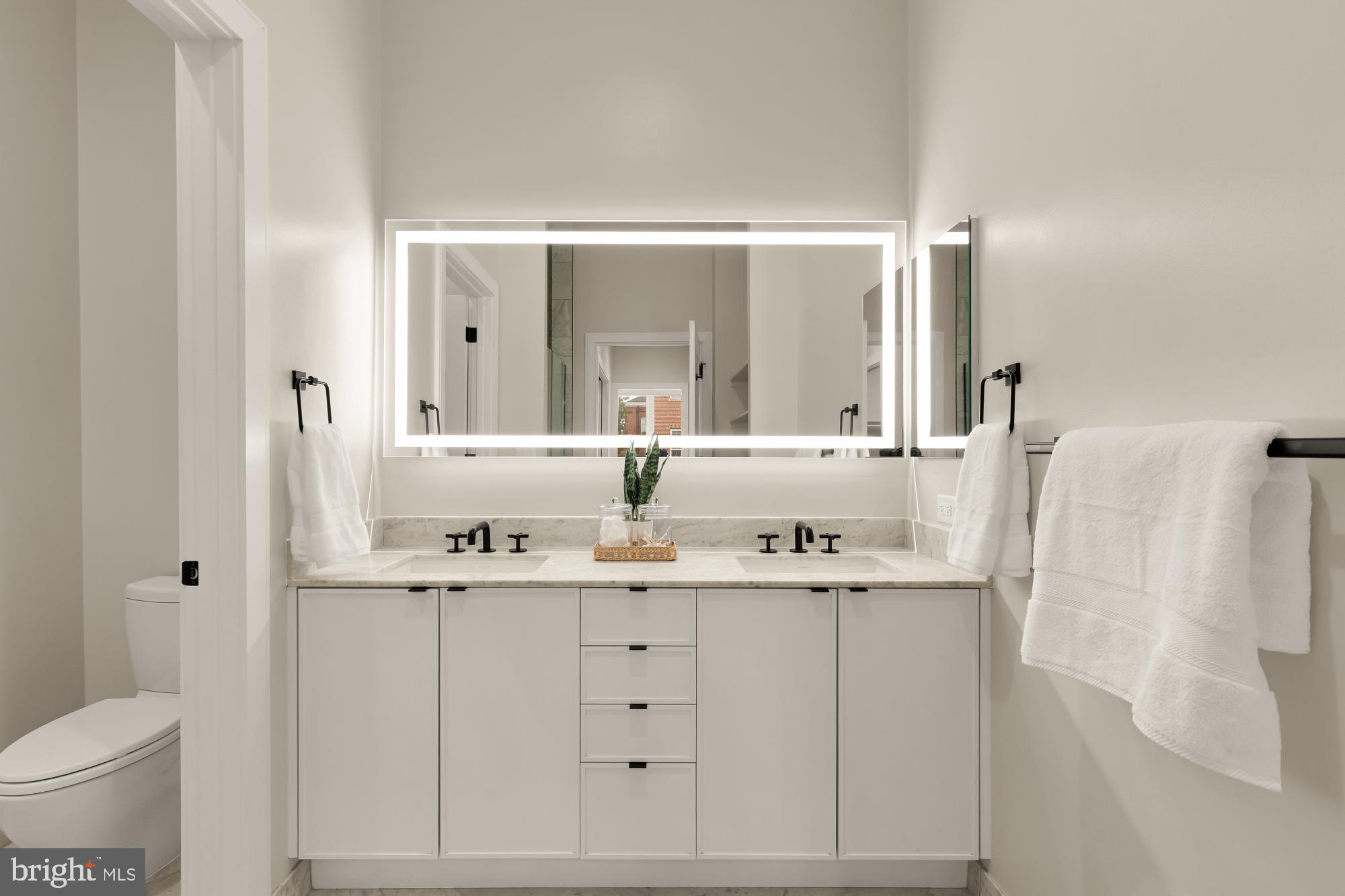 1311 D Street Southeast Washington, DC 20003 - Photo 39 of 57 a bathroom with a double vanity sink and mirror