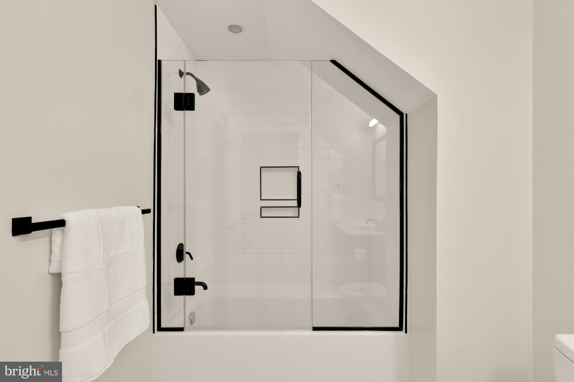 1311 D Street Southeast Washington, DC 20003 - Photo 46 of 57 a bathroom with a shower and a mirror