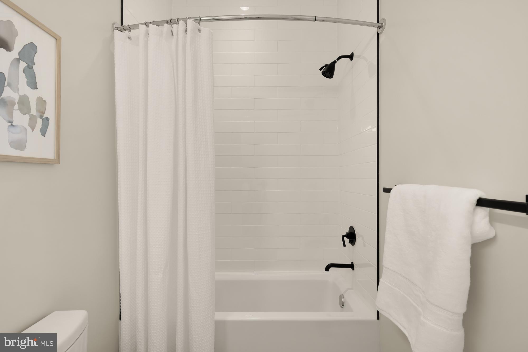 1311 D Street Southeast Washington, DC 20003 - Photo 52 of 57 a bathroom with a shower curtain and a bathtub