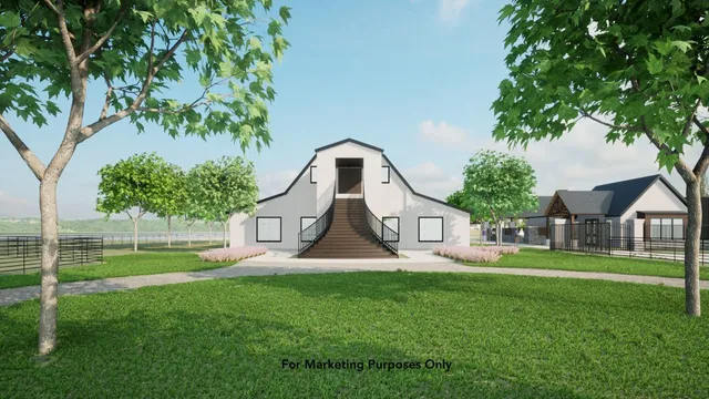 a view of a park with a slide