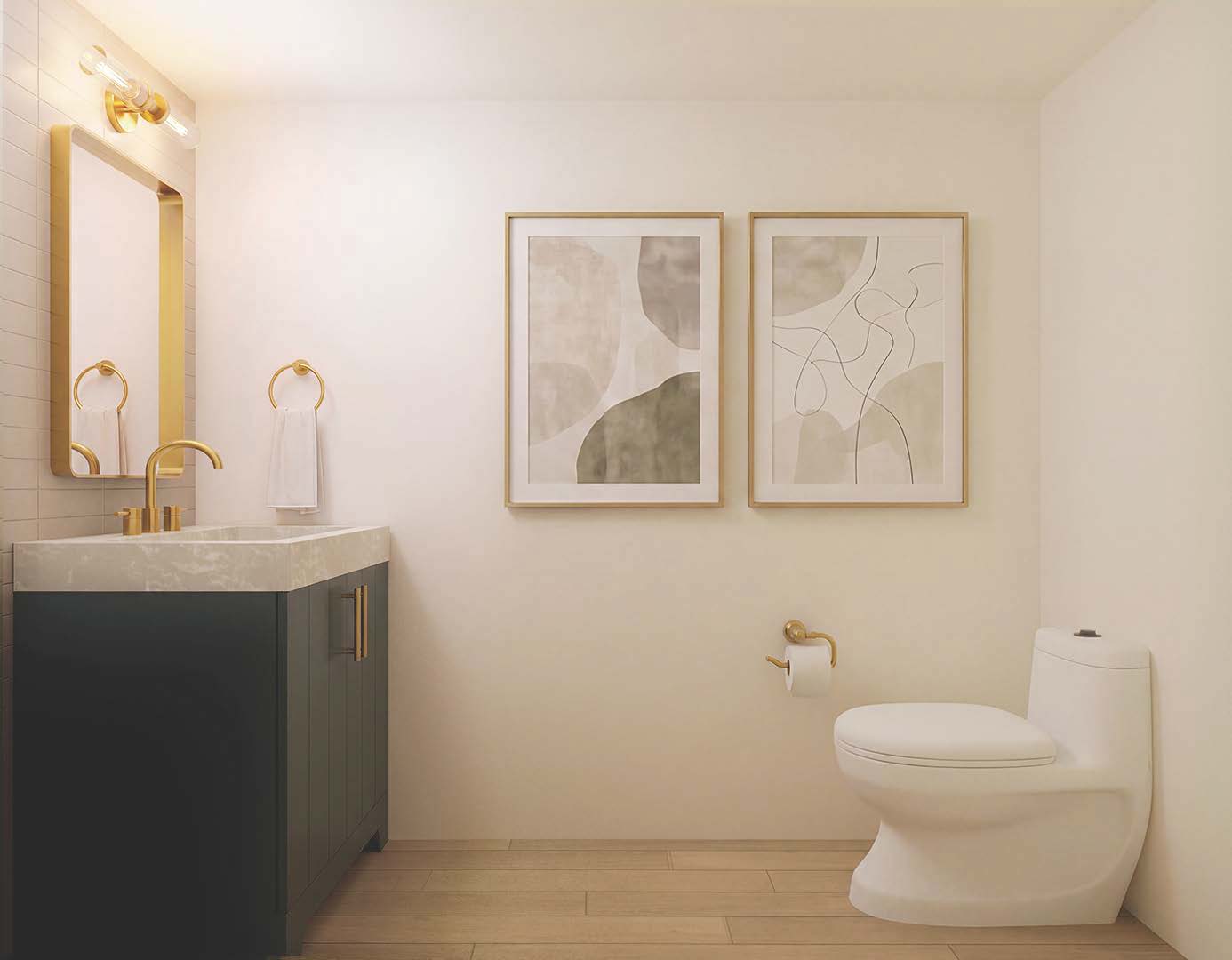 605 East 55th Street, Unit 1 Austin, TX 78751 - Photo 4 of 8 a bathroom with a toilet a sink and mirror