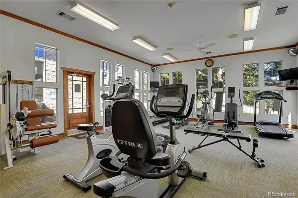a view of a room with gym equipment