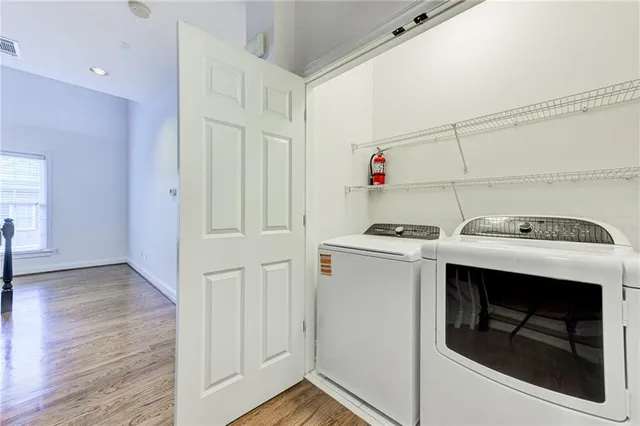 a view of a room with racks on the wall