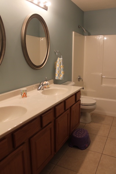 645 Merrion Road Roscoe, IL 61073 - Photo 20 of 24 a bathroom with a double vanity sink and a mirror
