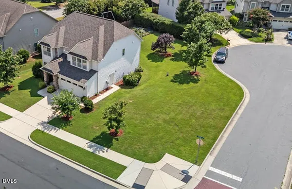 an aerial view of a house