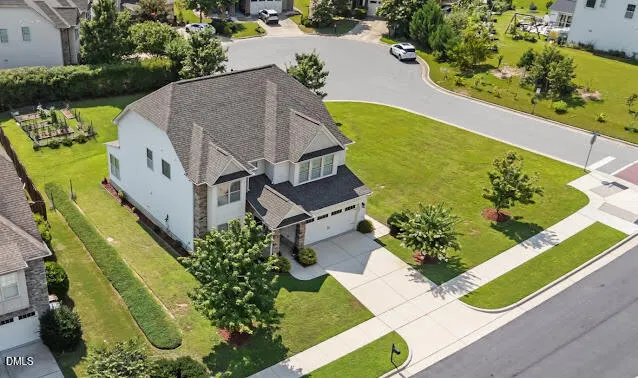 an aerial view of a house