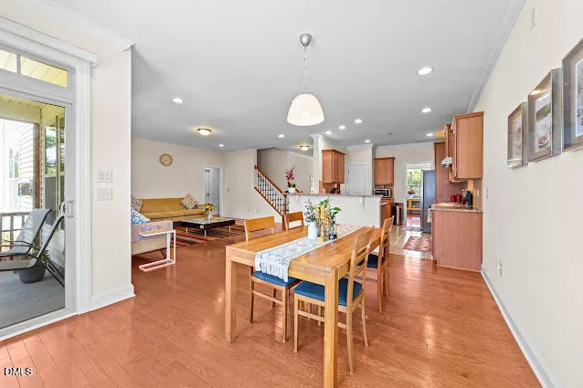 a view of a dining area with furniture