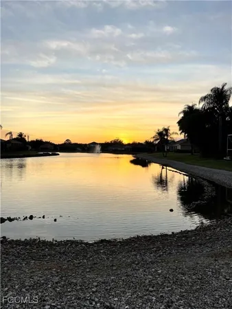 a view of a lake from a yard