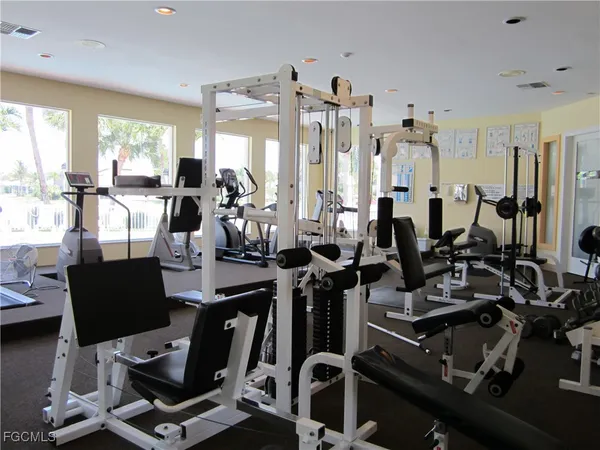 a view of a room with gym equipment