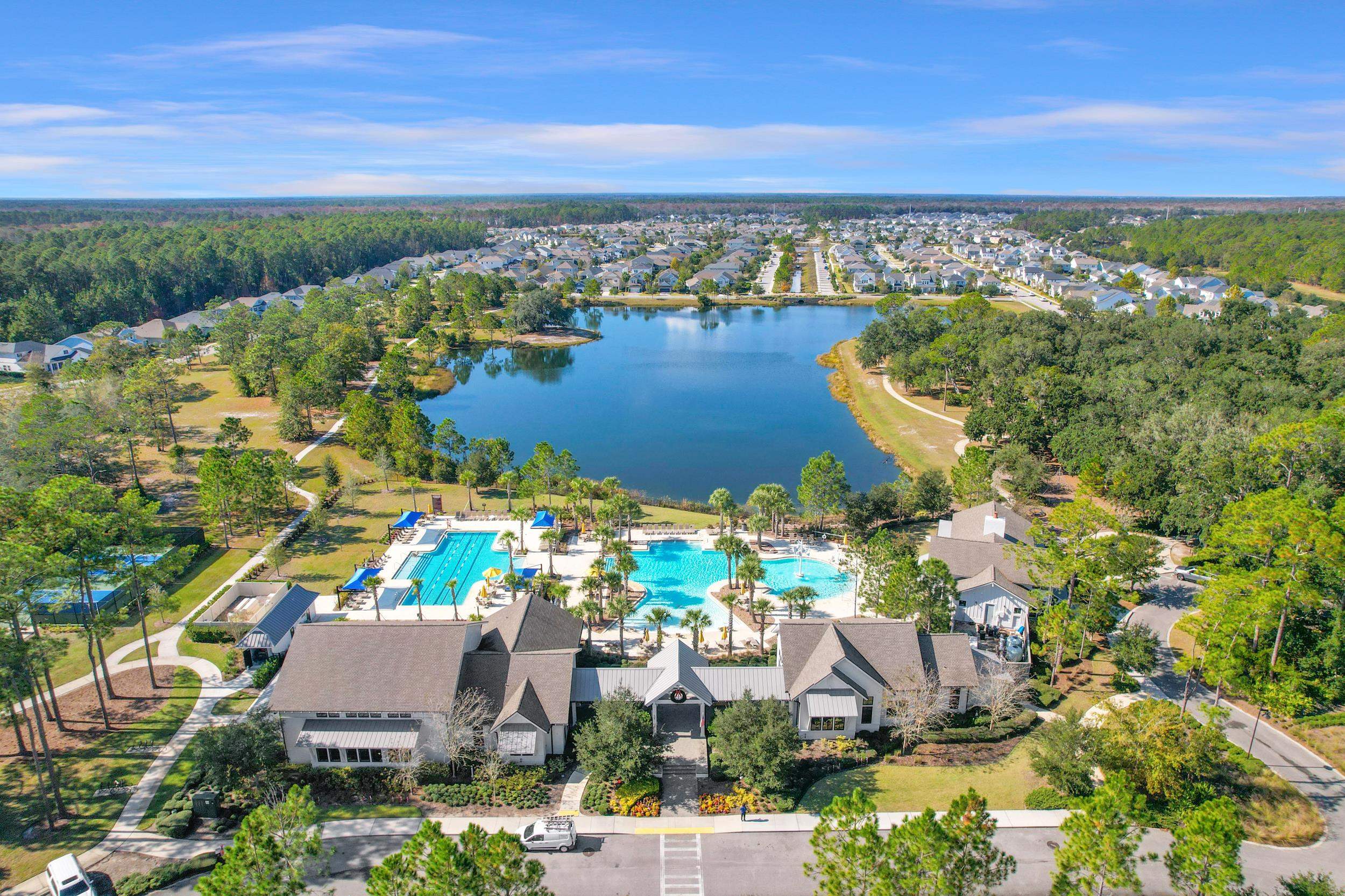 64 Oak Cluster Lane St. Augustine, FL 32092 - Photo 55 of 59 an aerial view of residential building and lake