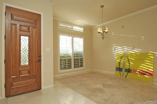 a view of a room with painted walls
