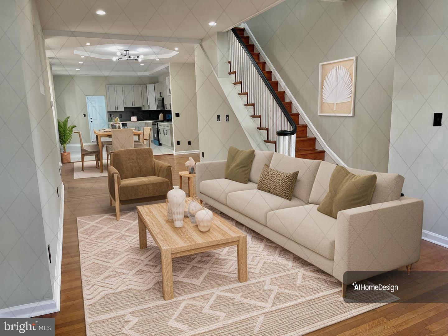 320 West Tabor Road Philadelphia, PA 19120 - Photo 2 of 33 a living room with couches and kitchen view with wooden floor