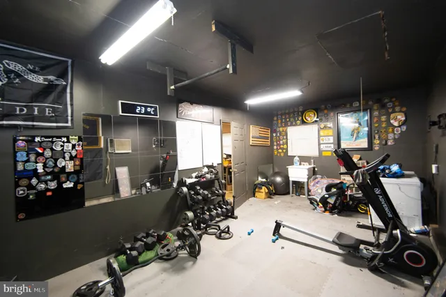 a view of a room with gym equipment