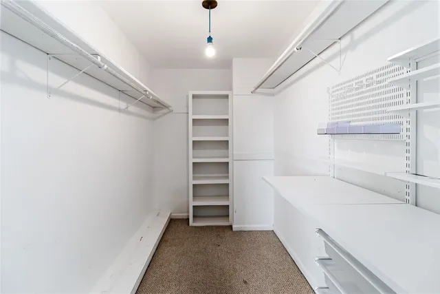 a view of an empty walk in closet