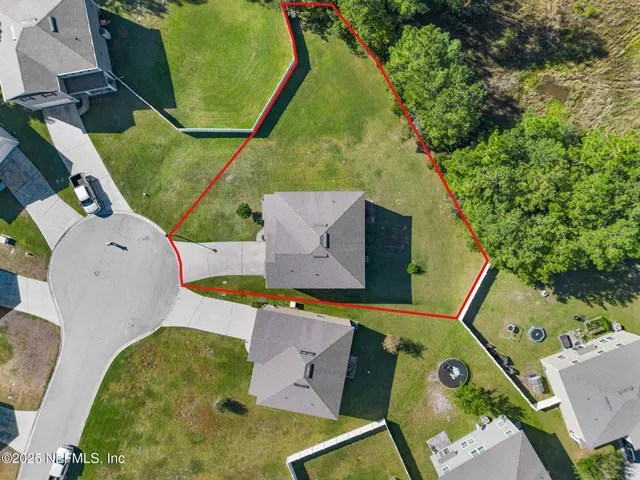 an aerial view of a house