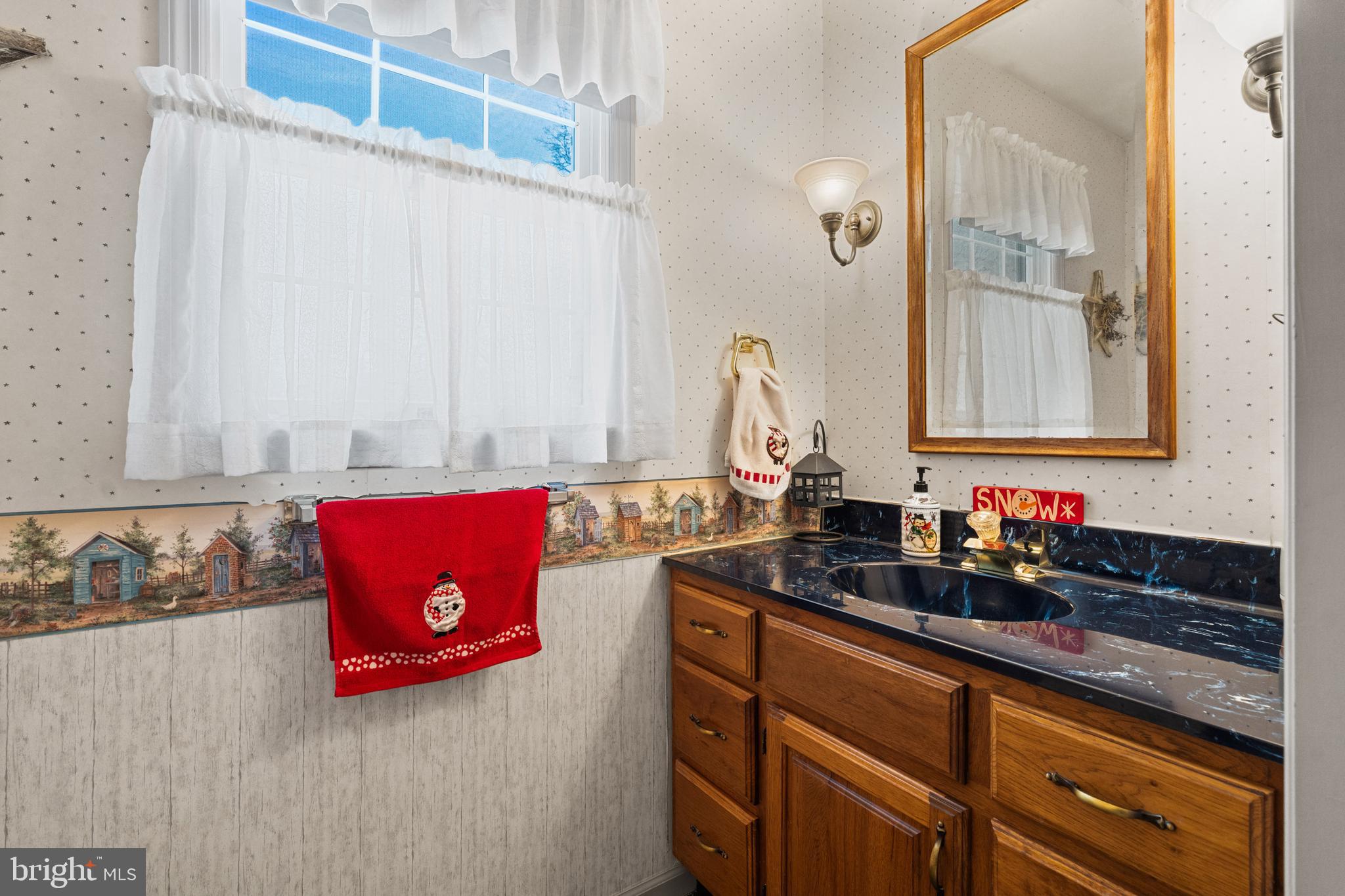 118 Middle Creek Road Gilbertsville, PA 19525 - Photo 27 of 108 a bathroom with a granite countertop sink and a mirror