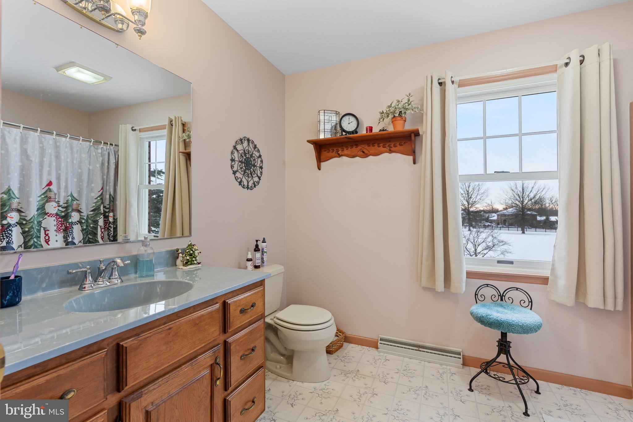 118 Middle Creek Road Gilbertsville, PA 19525 - Photo 51 of 108 a bathroom with a granite countertop sink a toilet and a mirror