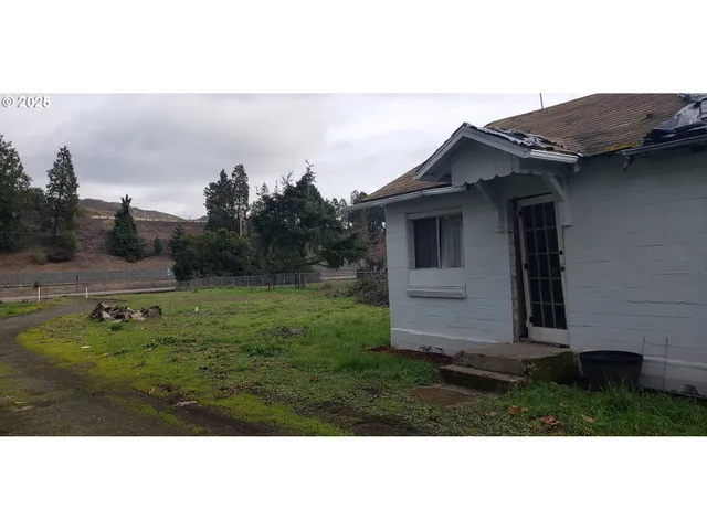 a backyard of a house with lots of green space