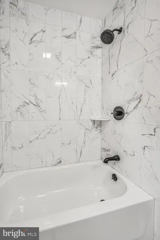 a bathroom with a bathtub